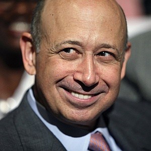 Goldman Sachs CEO Blankfein attends a speech by President Obama about financial regulation at Cooper Union in New York